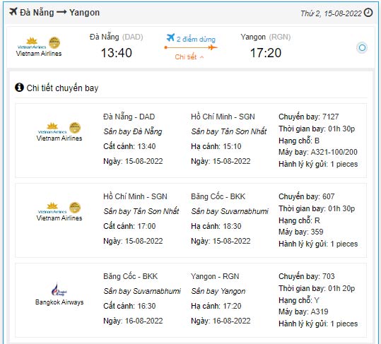 giá vé máy bay đi myanmar tháng 8 năm 2022