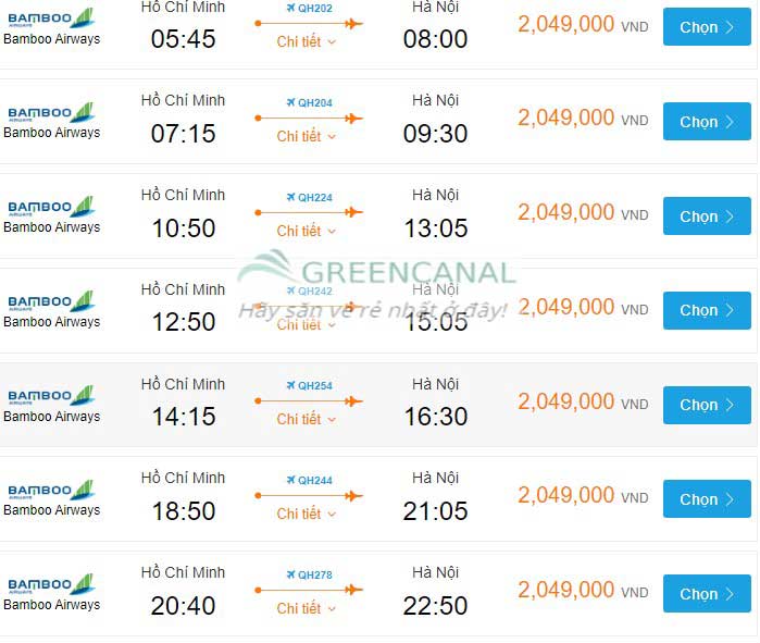 giá vé máy bay từ tphcm đi hà nội dịp tết âm lịch - Bay bambo airways